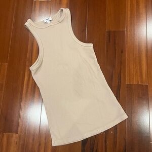 AGOLDE Beige Tank Top Sleeveless Crew Neck Ribbed Riri Style Size Small